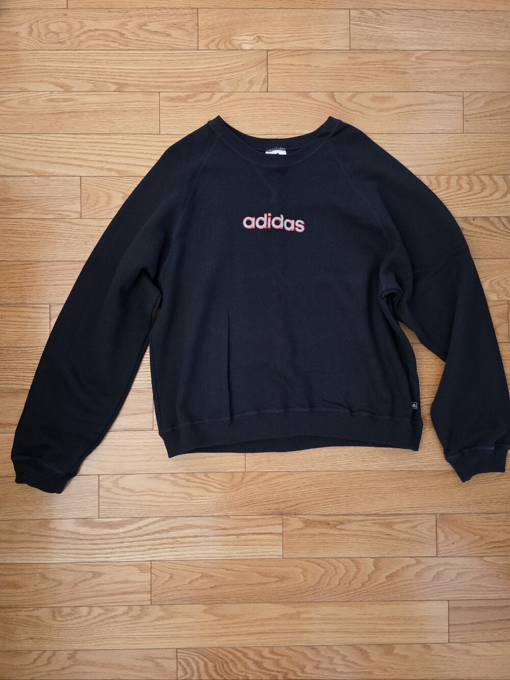 Adidas Long Sleeve Crew Neck Sweater, Navy Blue/Red, Large